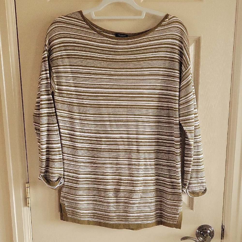 Ann Taylor Factory Brown and Cream Striped Top